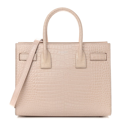 Saint Laurent Calfskin Crocodile Embossed Baby Sac De Jour Rose Antic 1 of 10