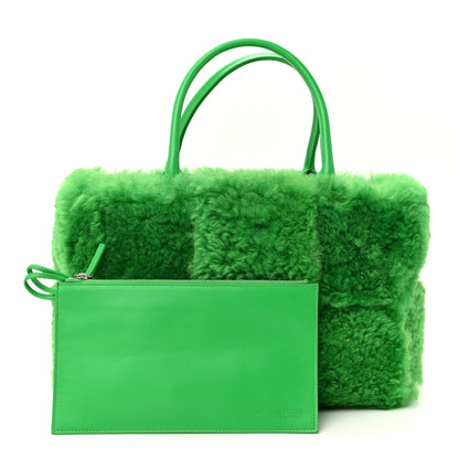 Bottega Veneta Shearling Small Intrecciato Arco Tote Parakeet 3 of 10