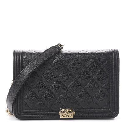 Chanel Caviar Quilted Boy Wallet On Chain WOC Black 1 of 9