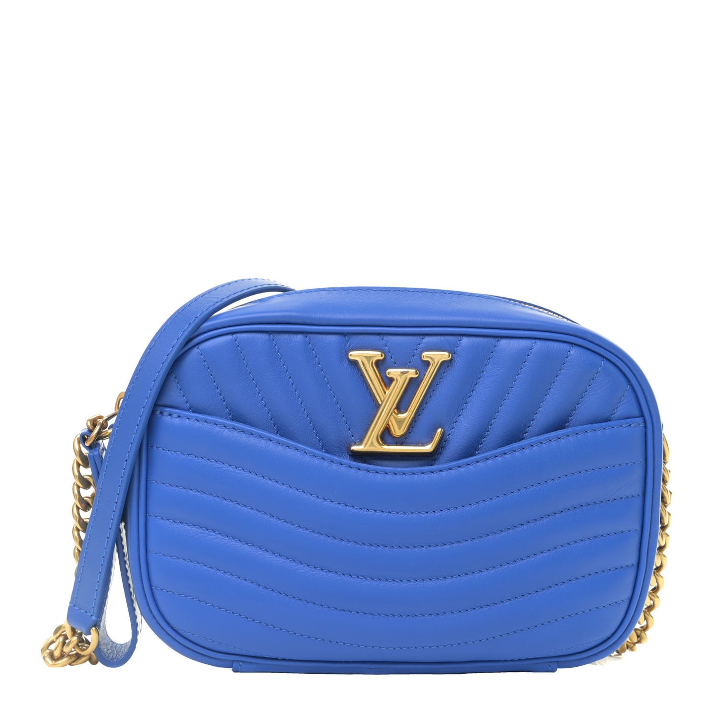Calfskin New Wave Camera Bag Bleu Neon