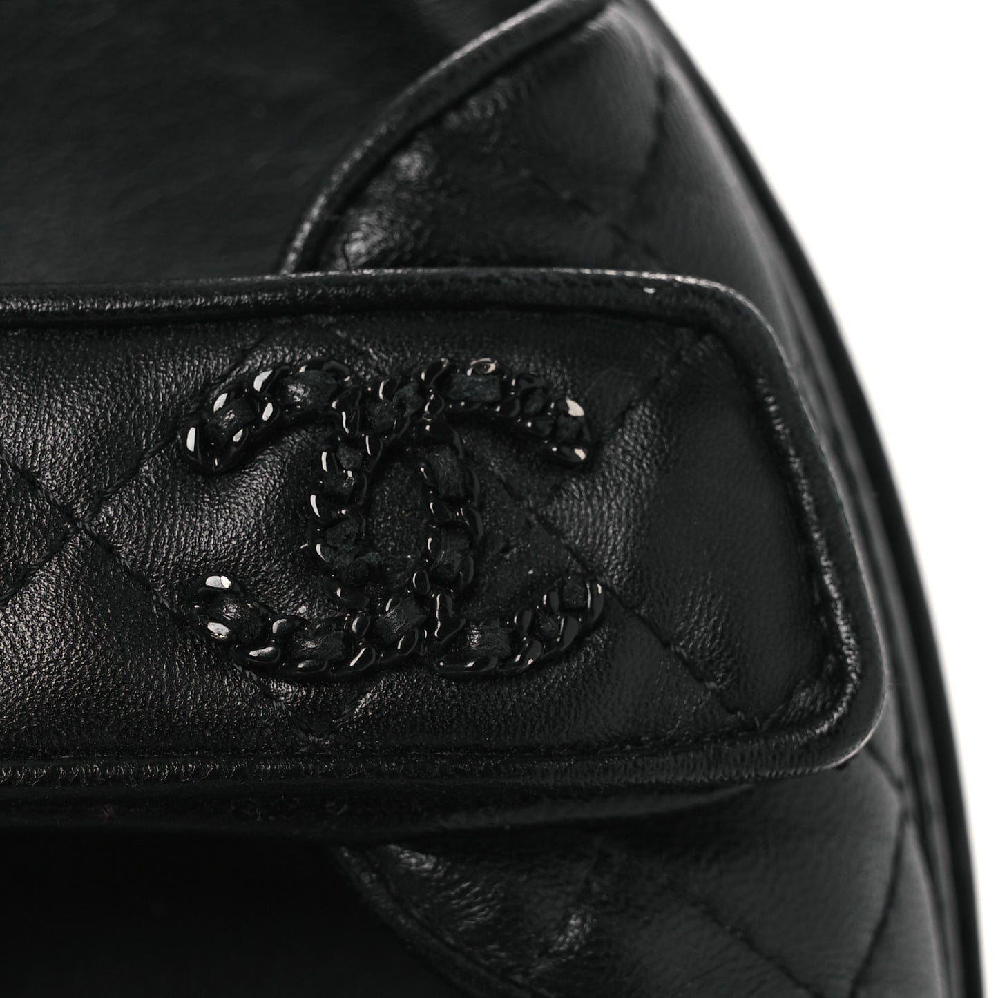 Lambskin Quilted Velcro Dad Sandals 38.5 So Black
