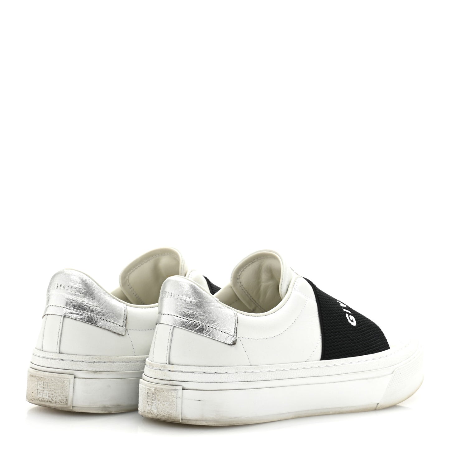 Calfskin Band Logo Womens City Sport Sneakers 37.5 White Black