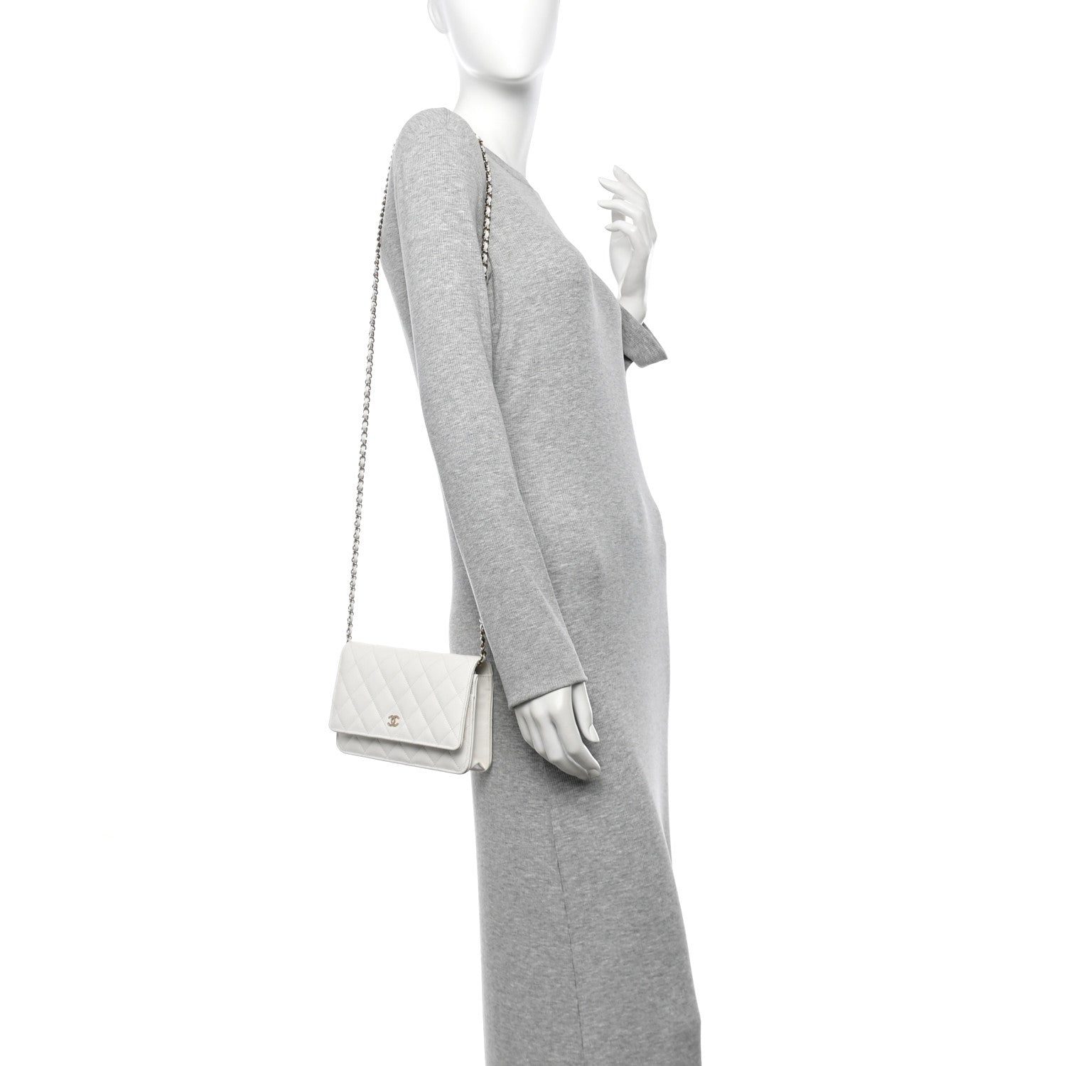 Chanel Caviar Quilted Wallet on Chain WOC White 2 of 11