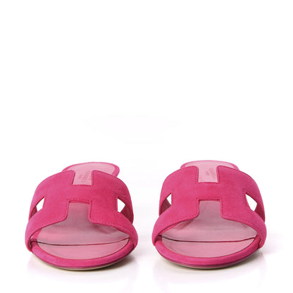 Hermes Suede Goatskin Oasis Sandals 36 Rose Fuchsia 2 of 9