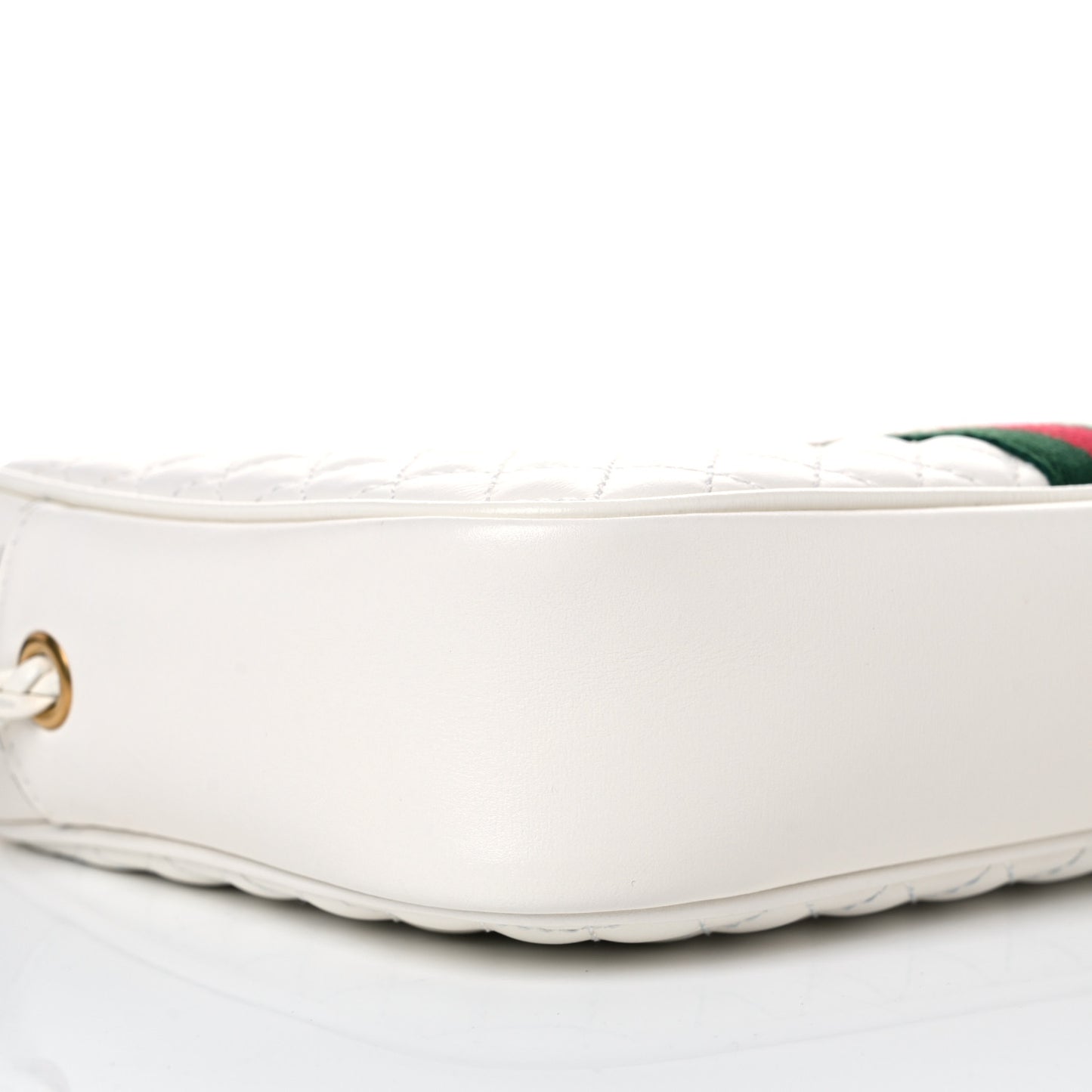 Calfskin Web Trapuntata Small Shoulder Bag Off White