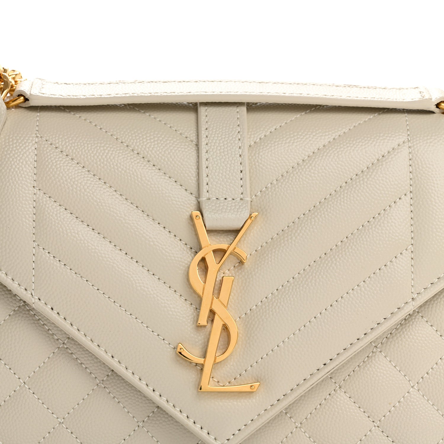 Saint Laurent Grain De Poudre Textured Mixed Matelasse Medium Triquilt Monogram Satchel Crema Soft 9 of 11