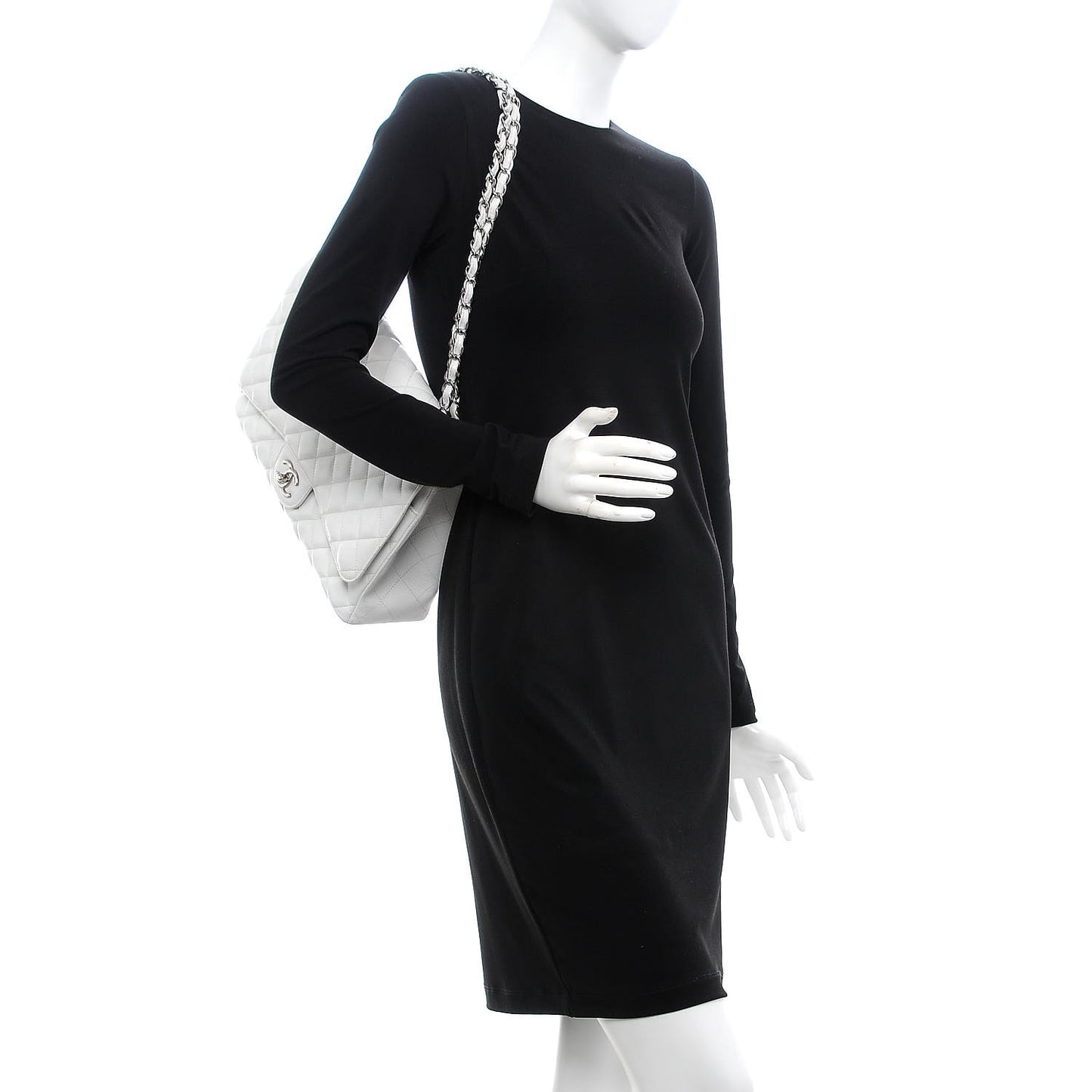 Caviar Quilted Maxi Double Flap White