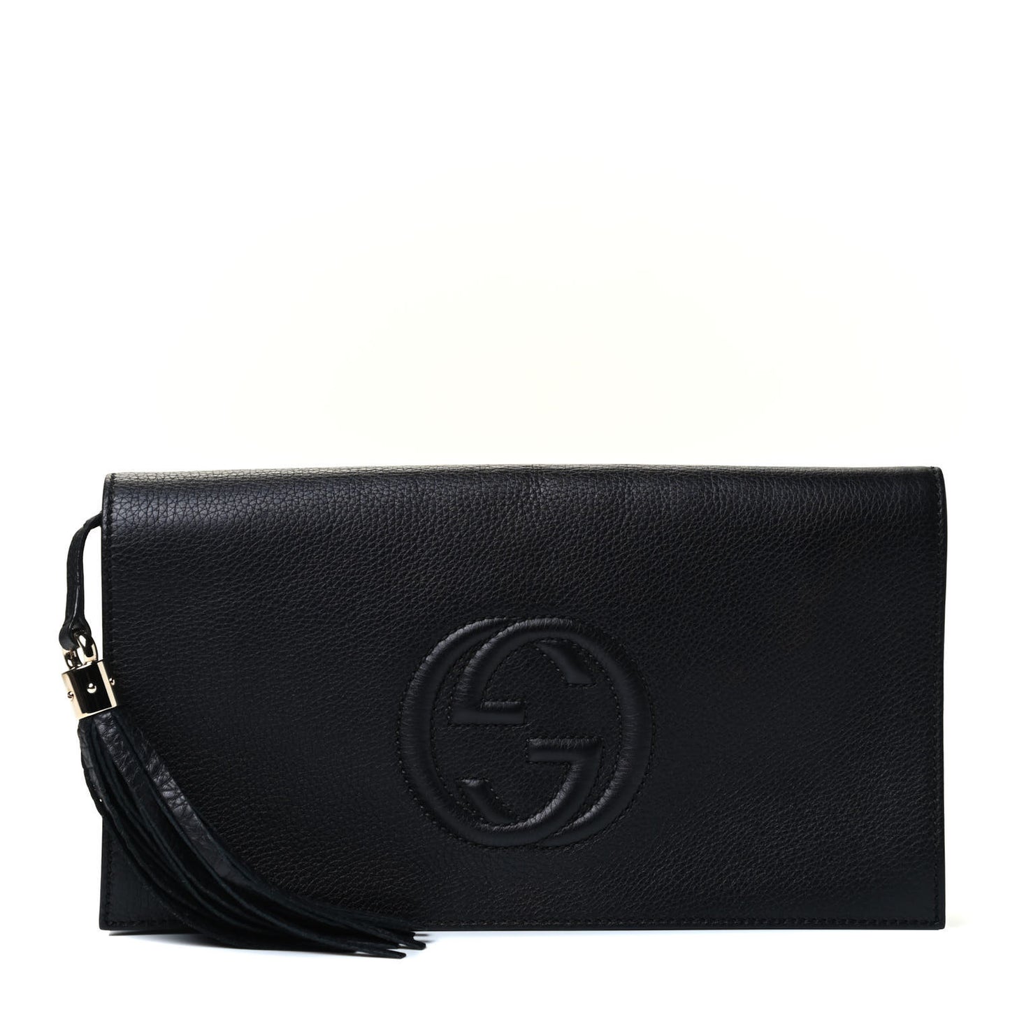 Pebbled Calfskin Medium Soho Clutch Black