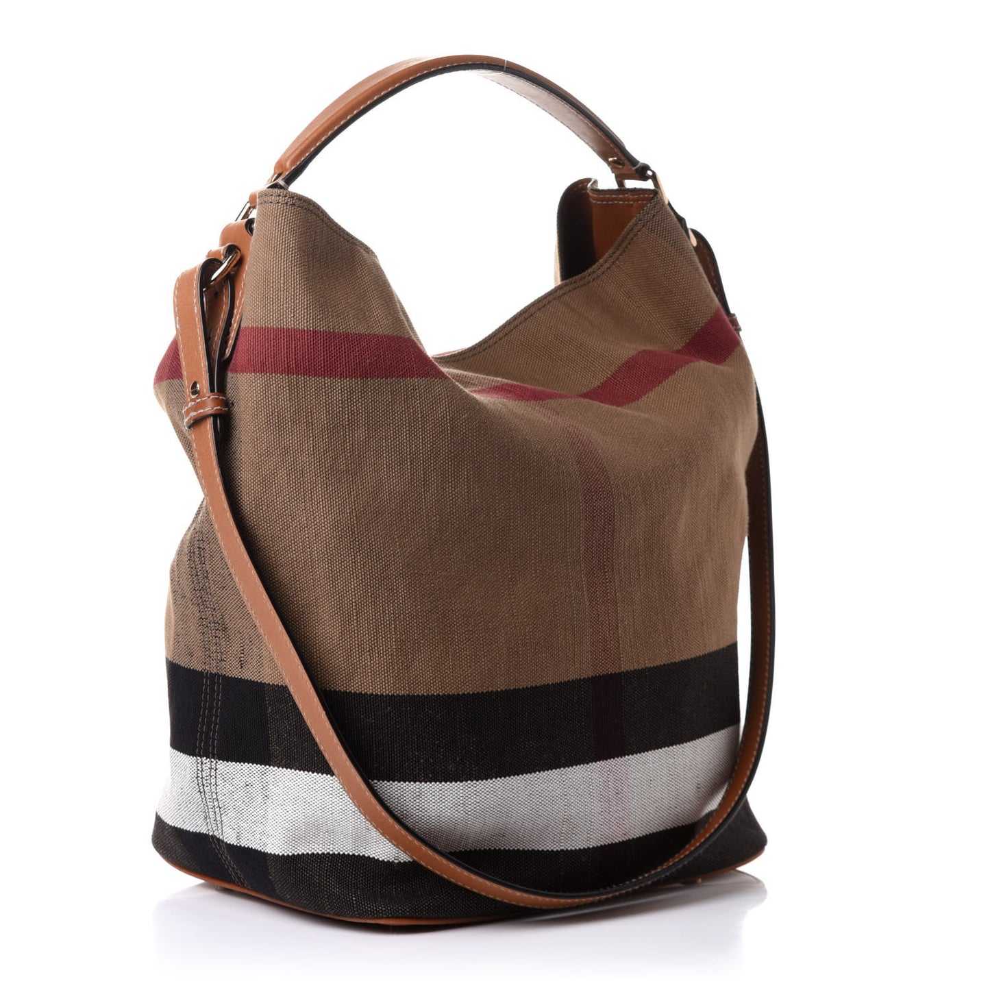 Canvas Mega Check Medium Ashby Hobo Saddle Brown