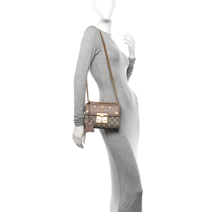 Gucci GG Supreme Monogram Studded Small Padlock Shoulder Bag Porcelain Rose 2 of 15