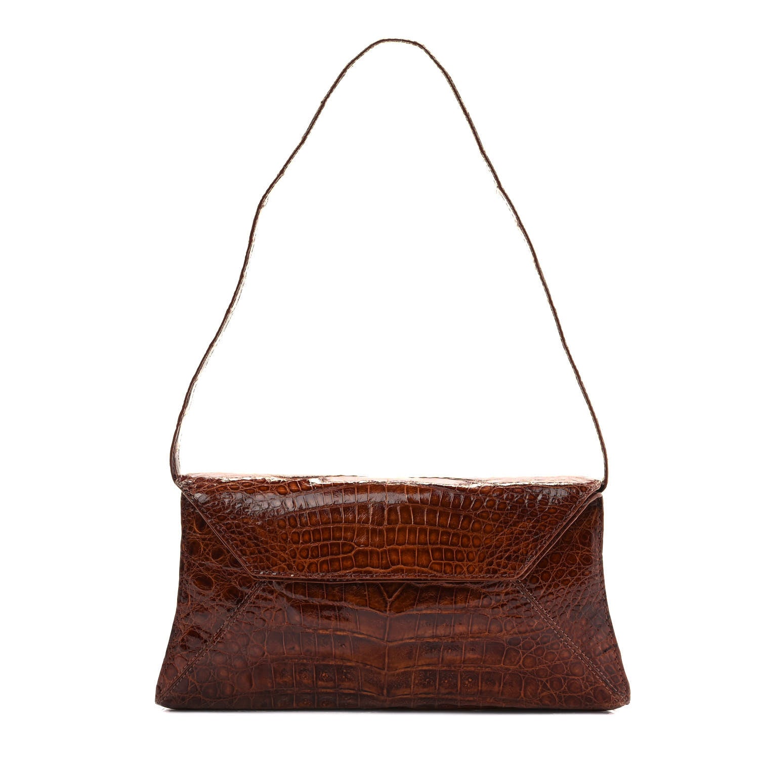Nancy Gonzalez Crocodile Envelope Shoulder Bag Cognac 1 of 9