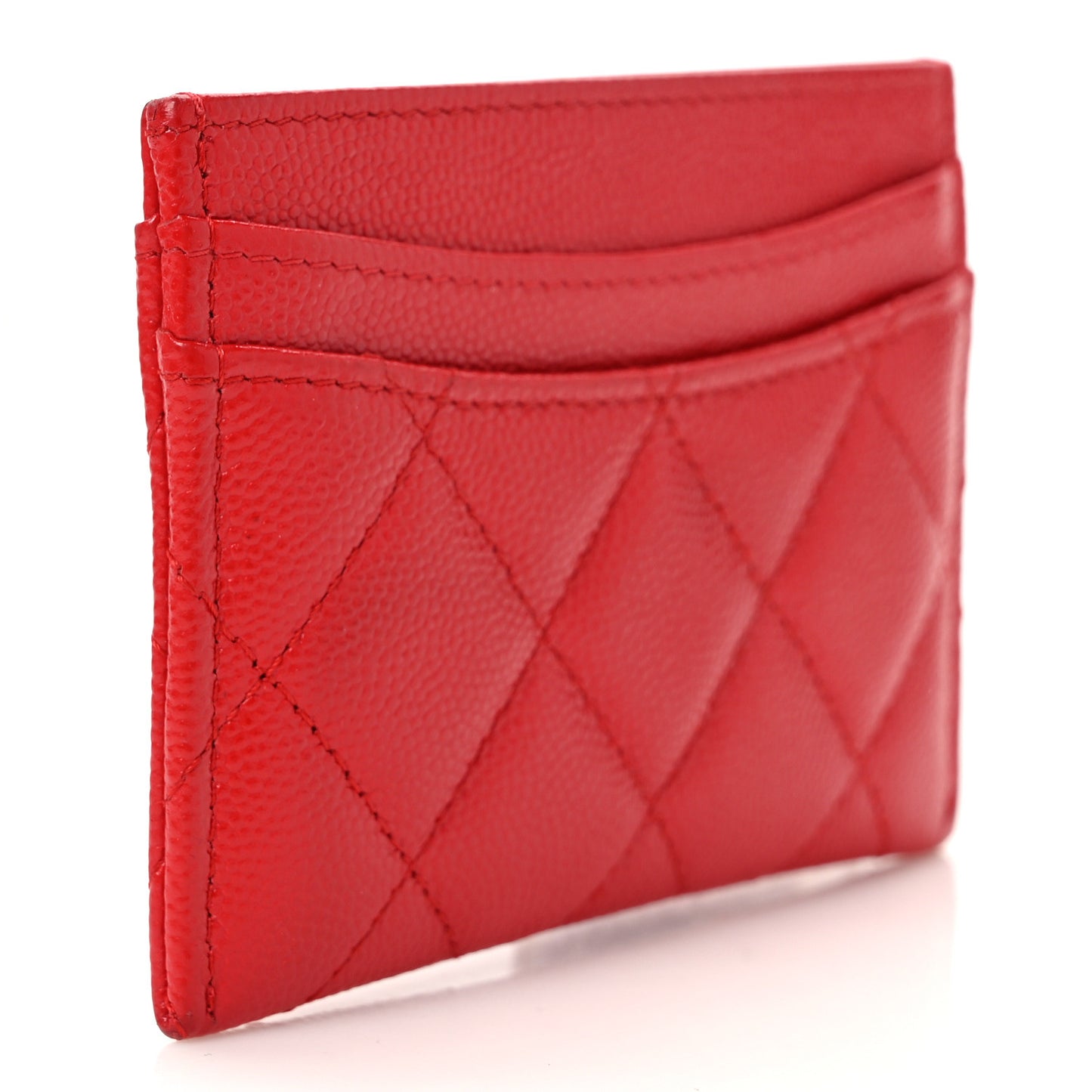 Caviar Quilted Card Holder Red