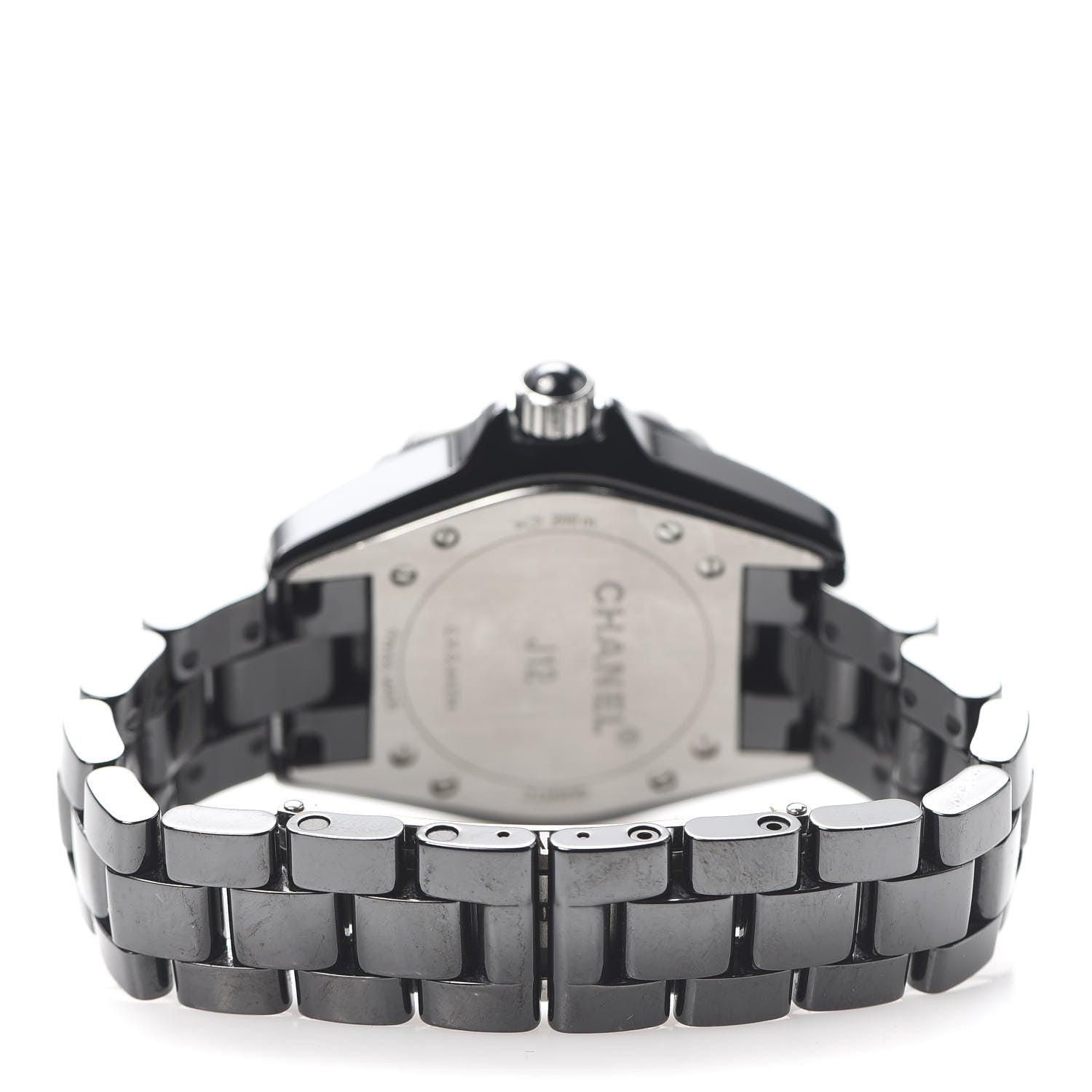 Chanel Stainless Steel Ceramic Diamond 33mm J12 Quartz Watch Black 4 of 6