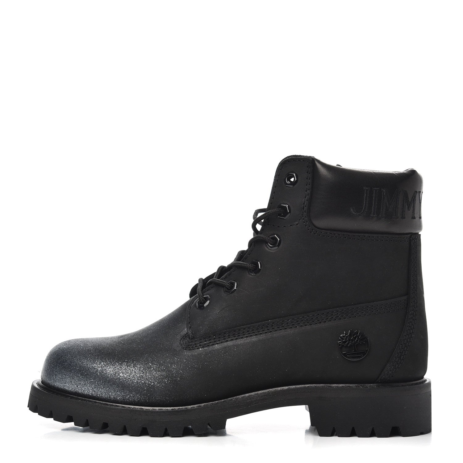 Jimmy Choo X TIMBERLAND Nubuck Glitter Womens Ankle Boots 10 Black Gunmetal 1 of 14