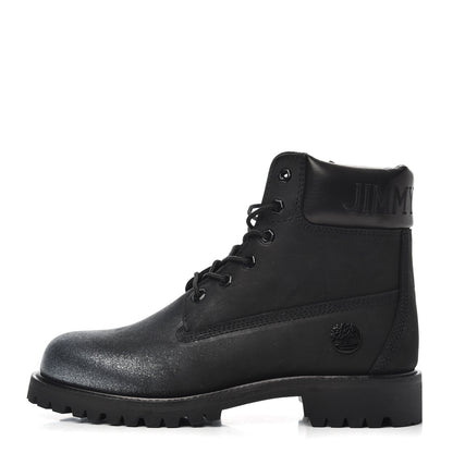 Jimmy Choo X TIMBERLAND Nubuck Glitter Womens Ankle Boots 10 Black Gunmetal 1 of 14