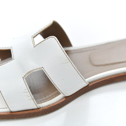 Hermes Box Calfskin Oran Sandals 38.5 White 11 of 24