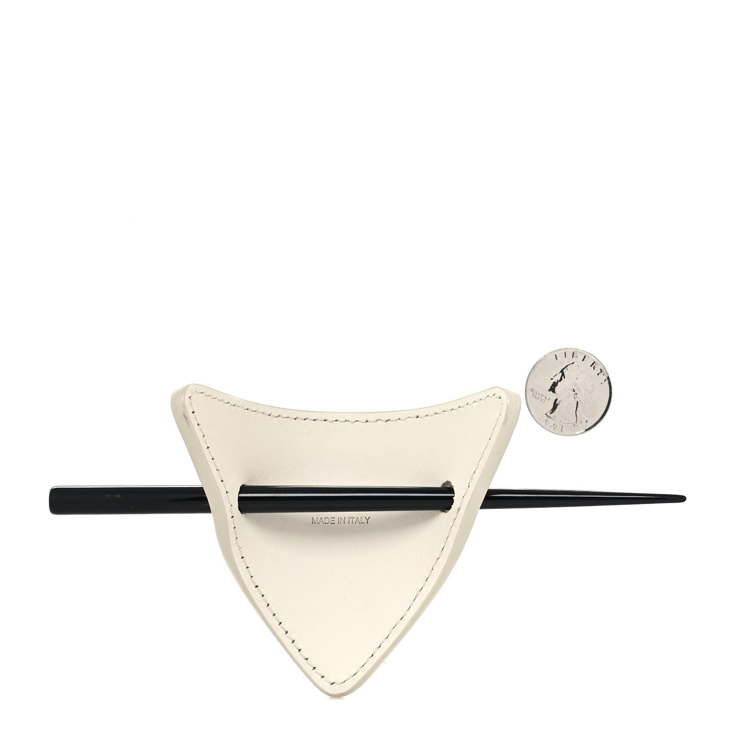 City Calfskin Hair Clip White