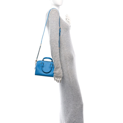Louis Vuitton Calfskin Nanogram Embossed Speedy Bandouliere 20 Blue 2 of 7