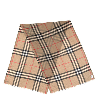 Burberry Wool Silk Gauze Giant Check Lightweight Scarf Camel 2 of 3