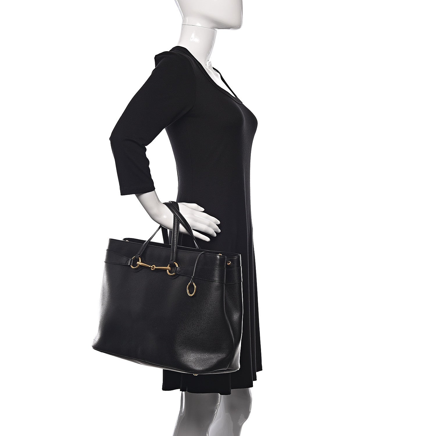 Gucci Textured Calfskin Large Bright Bit Tote Black 2 of 16