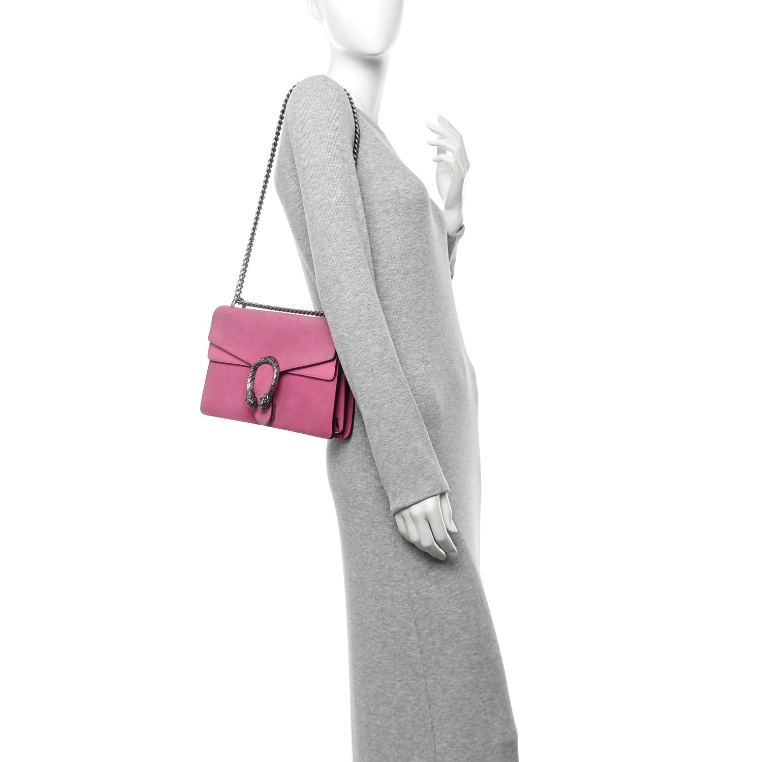 Gucci Suede Cudu Vitello Velvet Small Dionysus Shoulder Bag Pink Tropical Flower 2 of 16