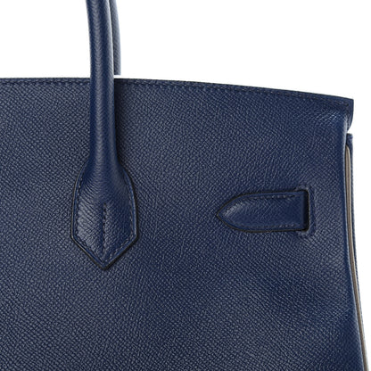 Hermes Epsom Horseshoe Birkin 35 Bleu Saphir Etain 9 of 35