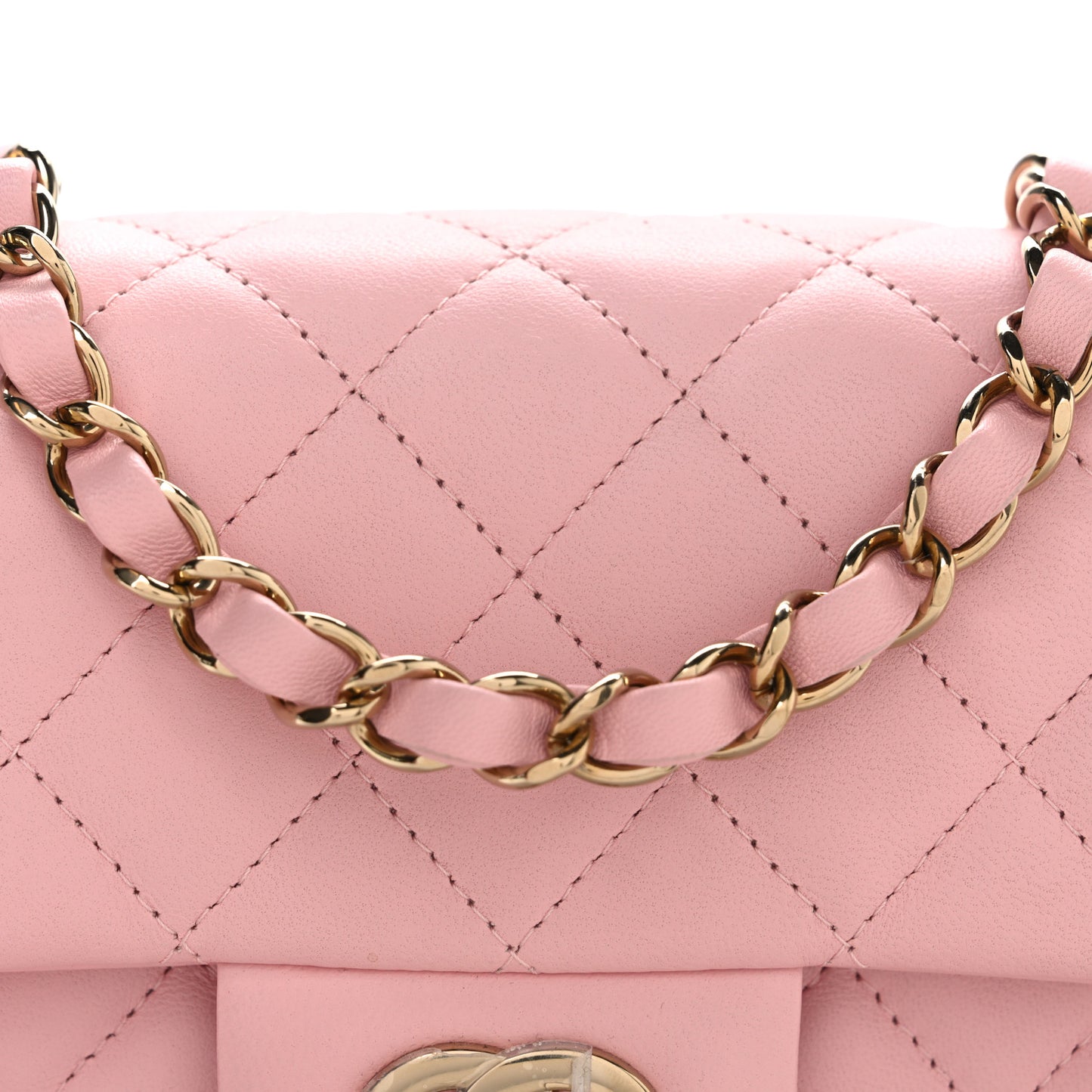 Lambskin Quilted Mini Rectangular Flap Pink