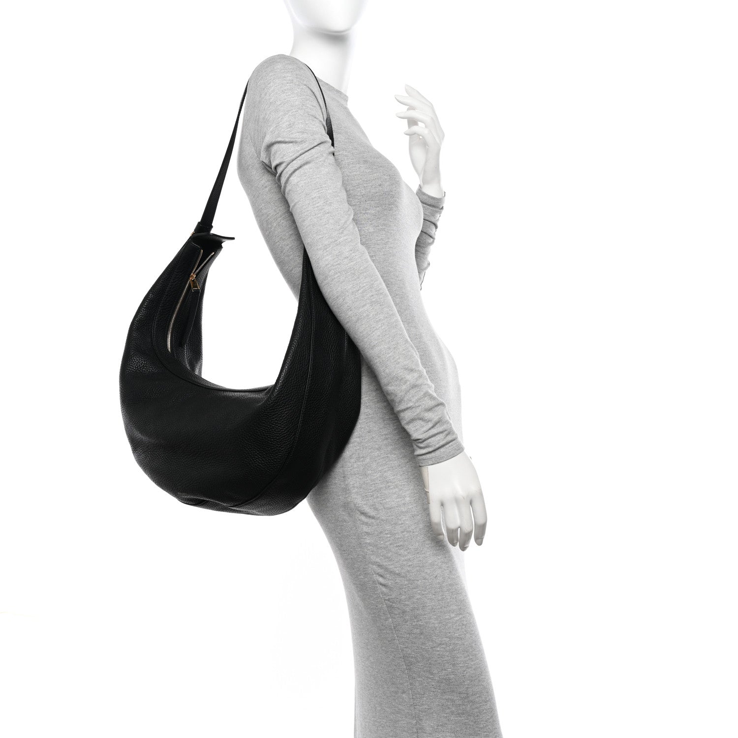 Khaite Pebbled Calfskin Augustina Hobo Black 2 of 11
