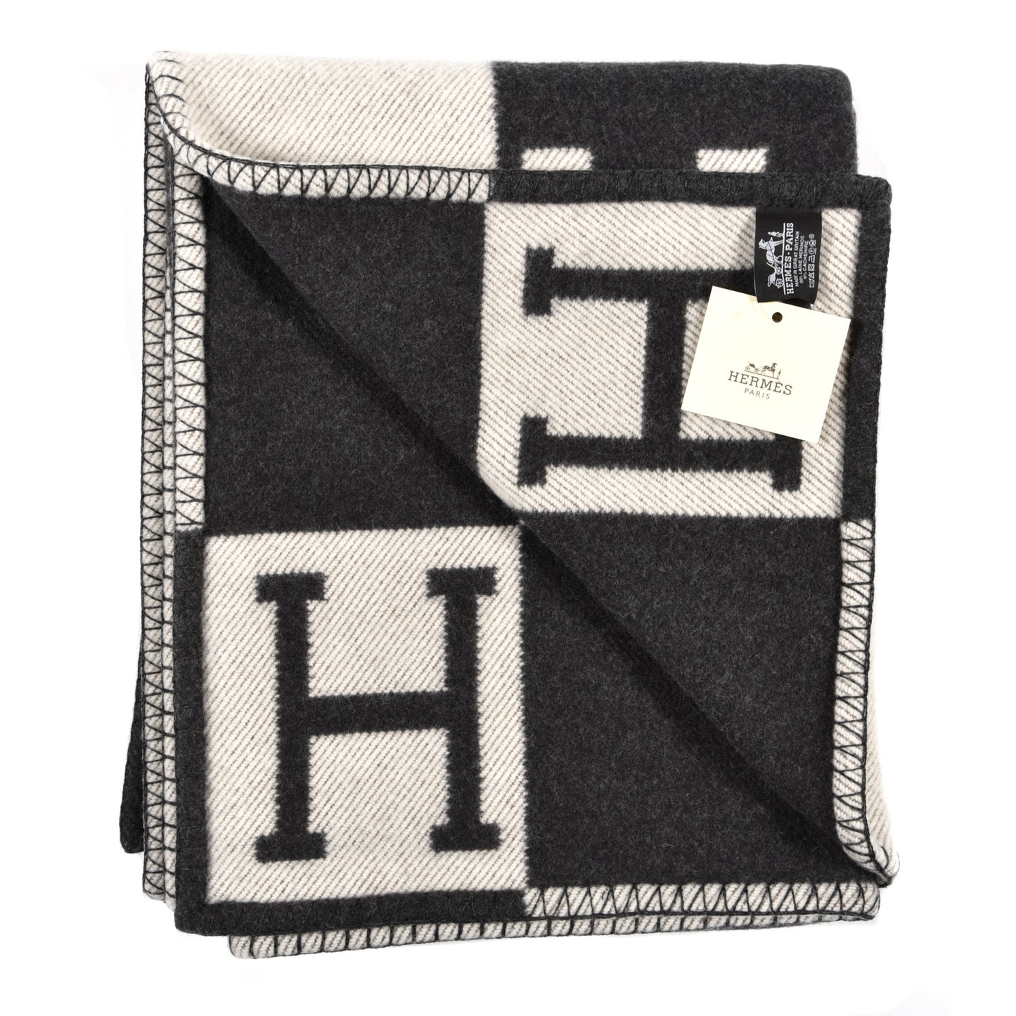Wool Cashmere Avalon Blanket Ecru Gris Fonce