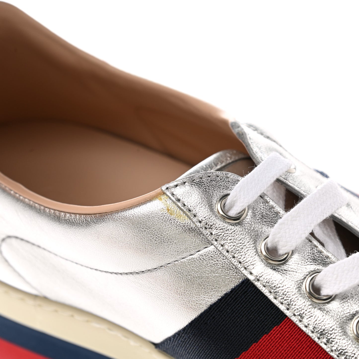 Calfskin Peggy Platform Sneakers 9.5 Blue Silver Red