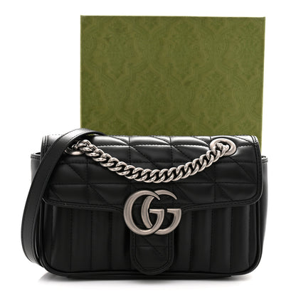 Gucci Calfskin Matelasse Aria Mini GG Marmont Shoulder Bag Black 11 of 11