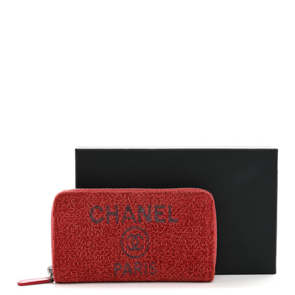 Chanel Lurex Boucle Deauville Medium Zip Around Wallet Red 10 of 10