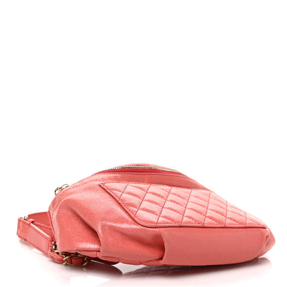 Chanel Crumpled Glazed Lambskin Quilted Waist Bag Fanny Pack Pink 4 of 9