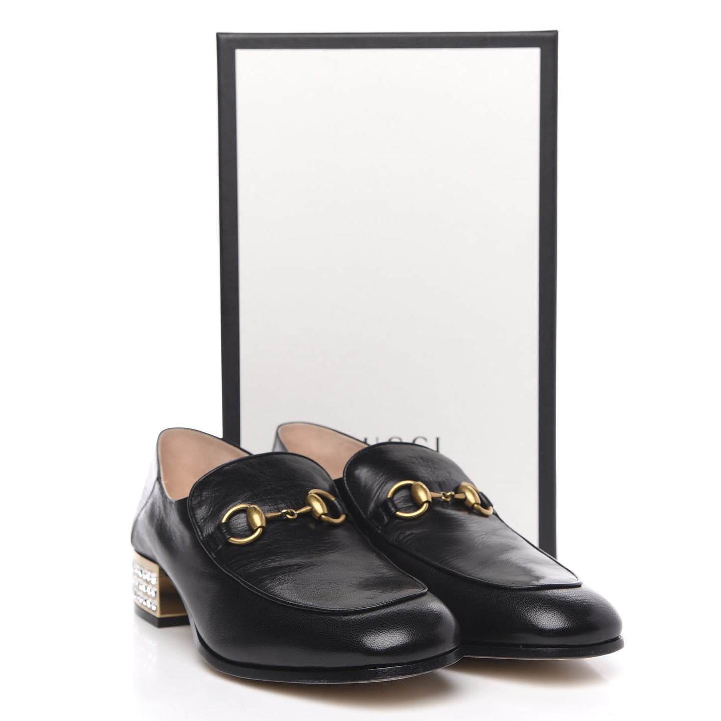Goatskin Crystal Womens Horsebit Loafers 40.5 Black