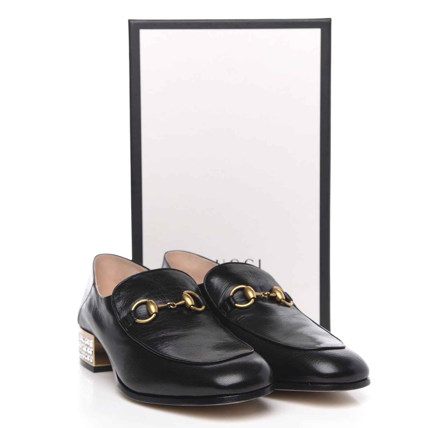 Gucci Goatskin Crystal Womens Horsebit Loafers 40.5 Black 9 of 9