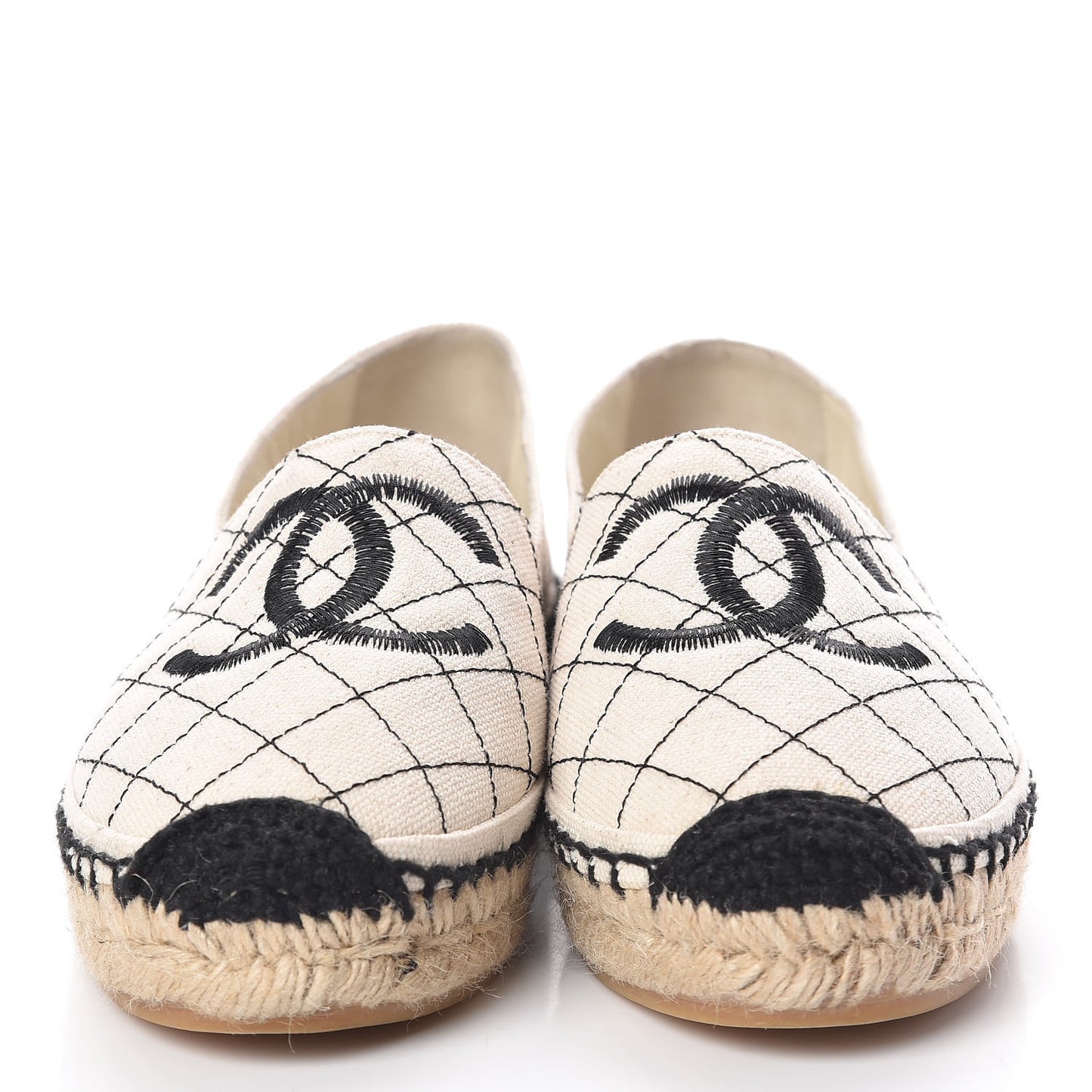 Fabric Biarritz CC Espadrilles 35 Beige Black