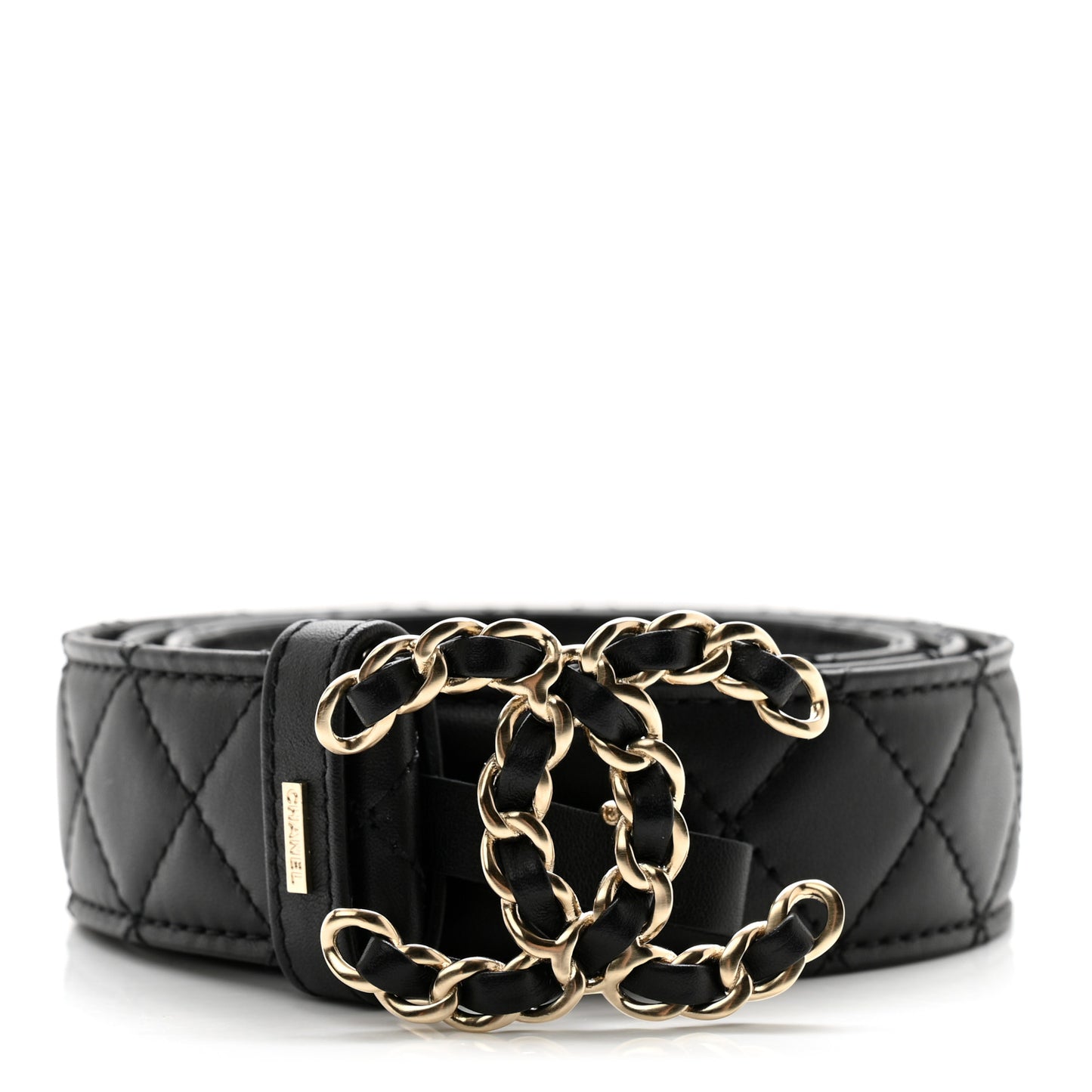Lambskin Quilted CC Chain Belt 85 34 Black
