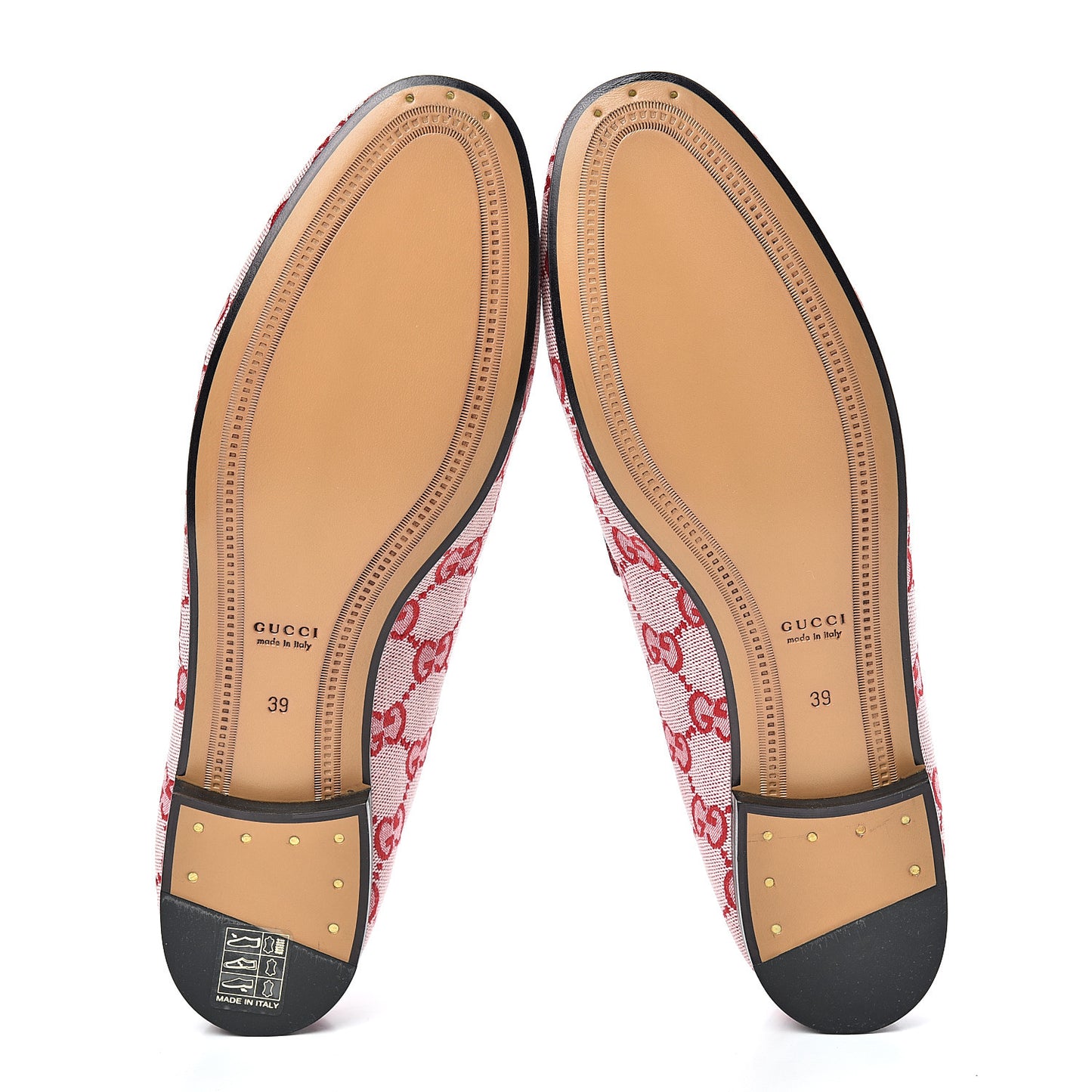 Canvas GG Monogram Horsebit Womens Jordaan Loafers 39 Gardenia Hibiscus Red