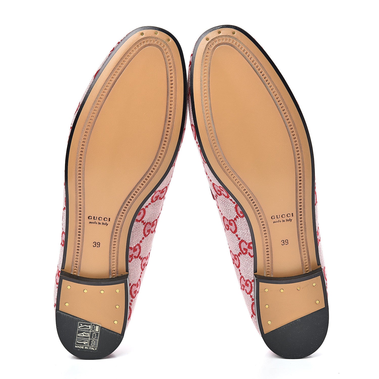 Gucci Canvas GG Monogram Horsebit Womens Jordaan Loafers 39 Gardenia Hibiscus Red 5 of 8