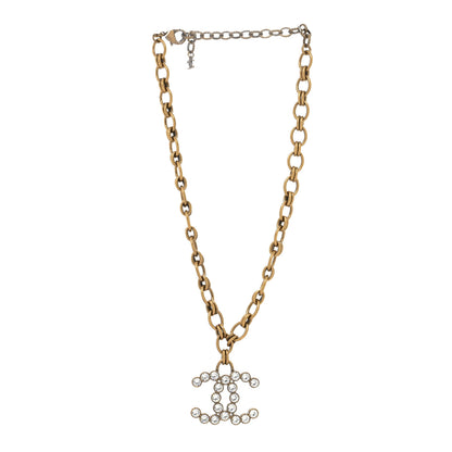 Chanel Crystal Chain Link CC Necklace Gold 2 of 3
