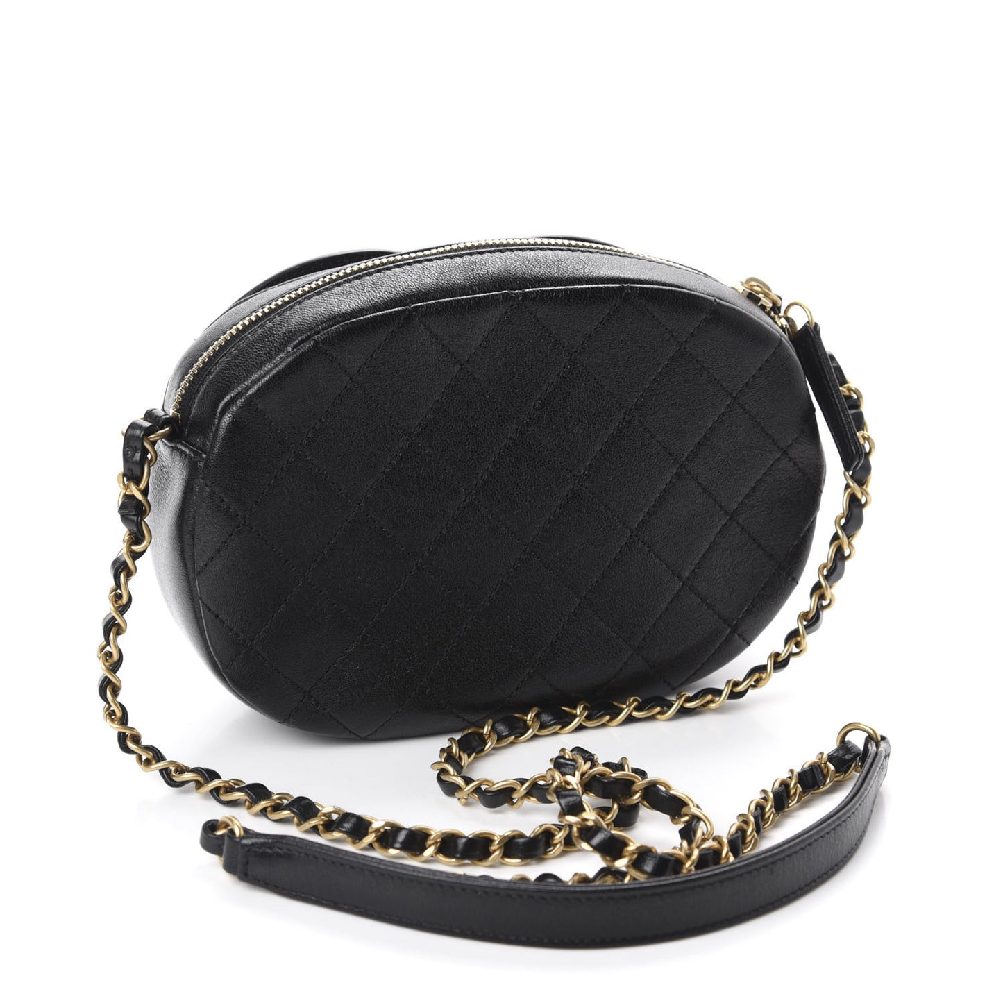 Lambskin Quilted Coco Midnight Camera Case Black