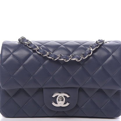Chanel Lambskin Quilted Mini Rectangular Flap Dark Blue 8 of 11