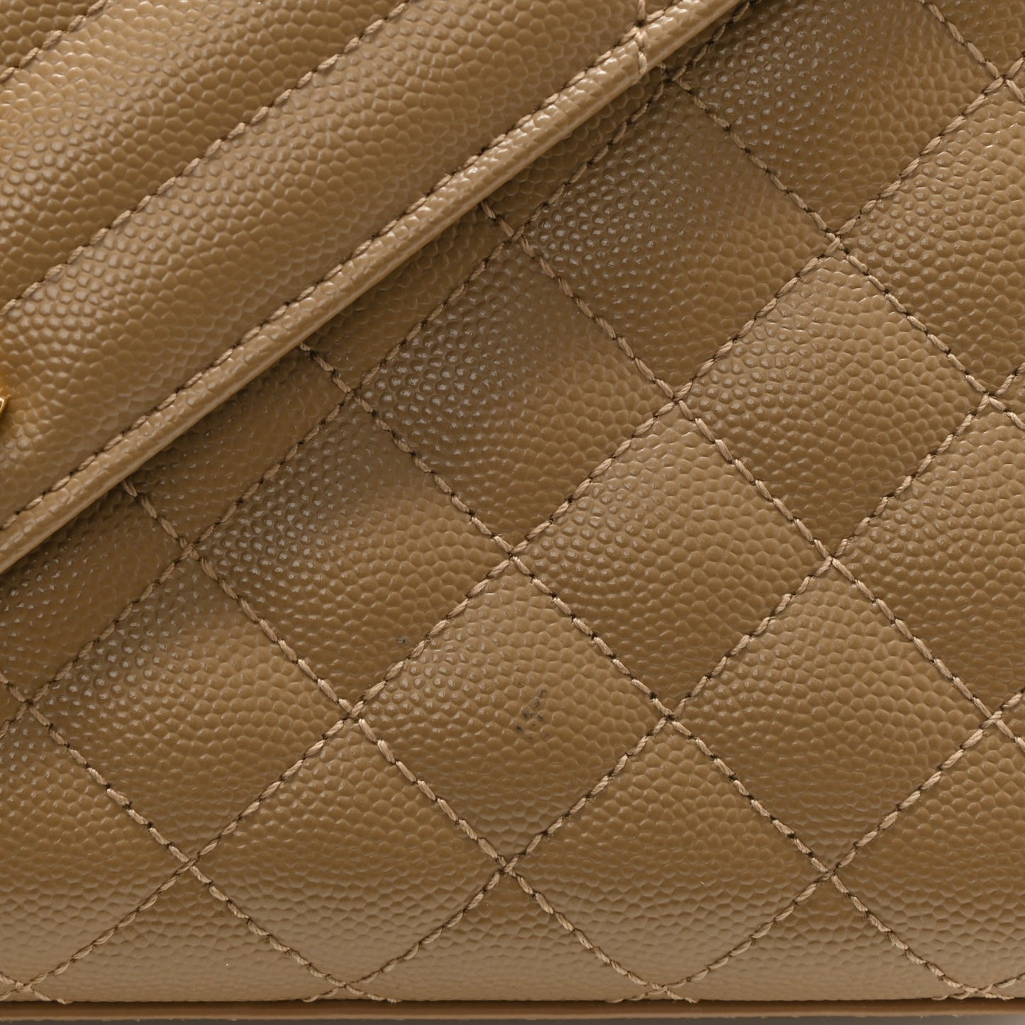 Grain De Poudre Textured Mixed Matelasse Medium Triquilt Monogram Satchel Dark Latte