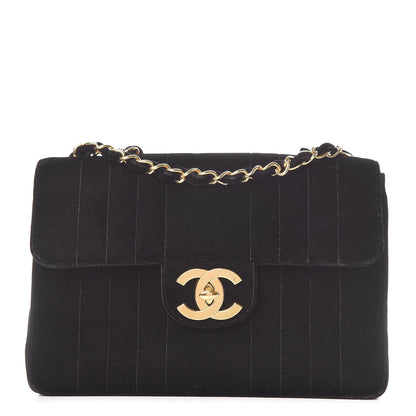 Chanel Velvet Vertical Quilted Jumbo Single Flap Black 1 of 13