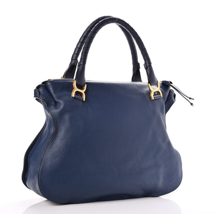 Chloe Calfskin Large Marcie Satchel Royal Navy 3 of 8