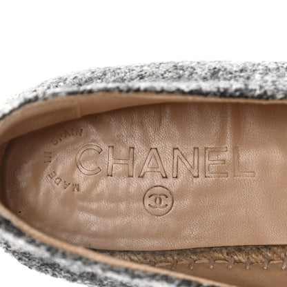 Chanel Tweed Velvet CC Espadrilles 36 Grey Black 10 of 14