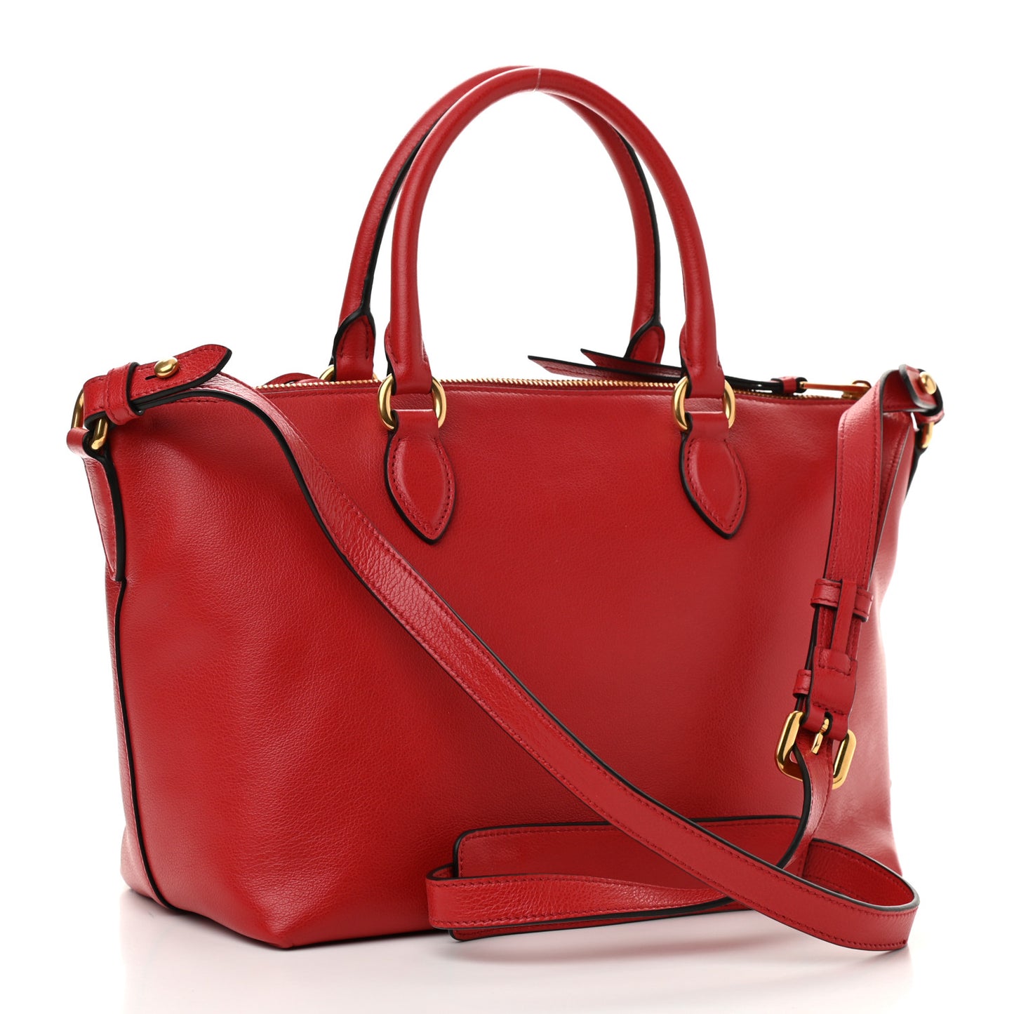 Glace Calfskin Embossed Logo Tote Rosso