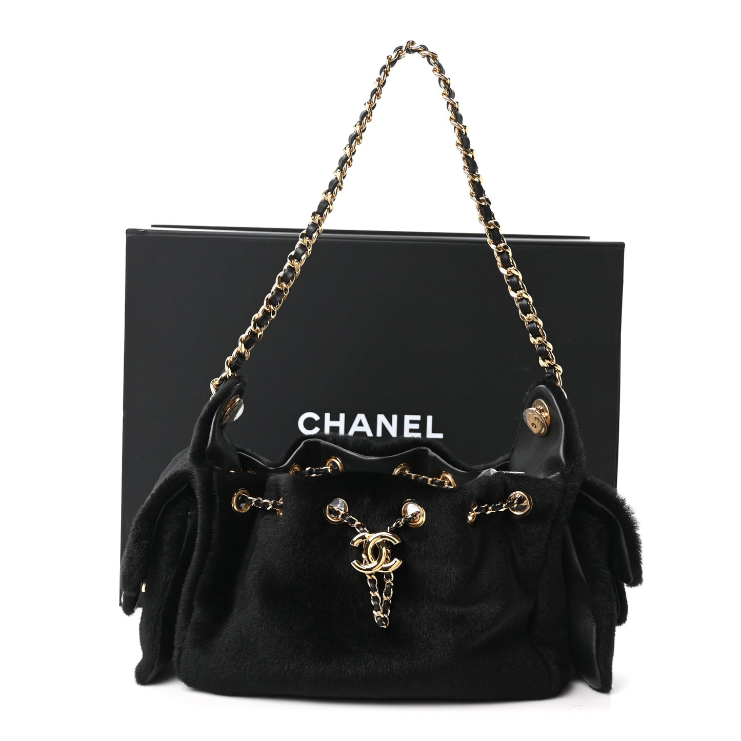 Pony Hair Mini Chanel 25 Handbag Black