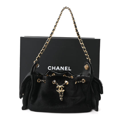 Chanel Pony Hair Mini Chanel 25 Handbag Black 11 of 11