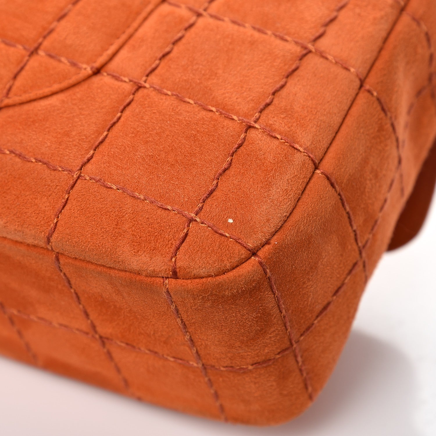 Chanel Suede Square Quilted Flap Orange 12 of 12